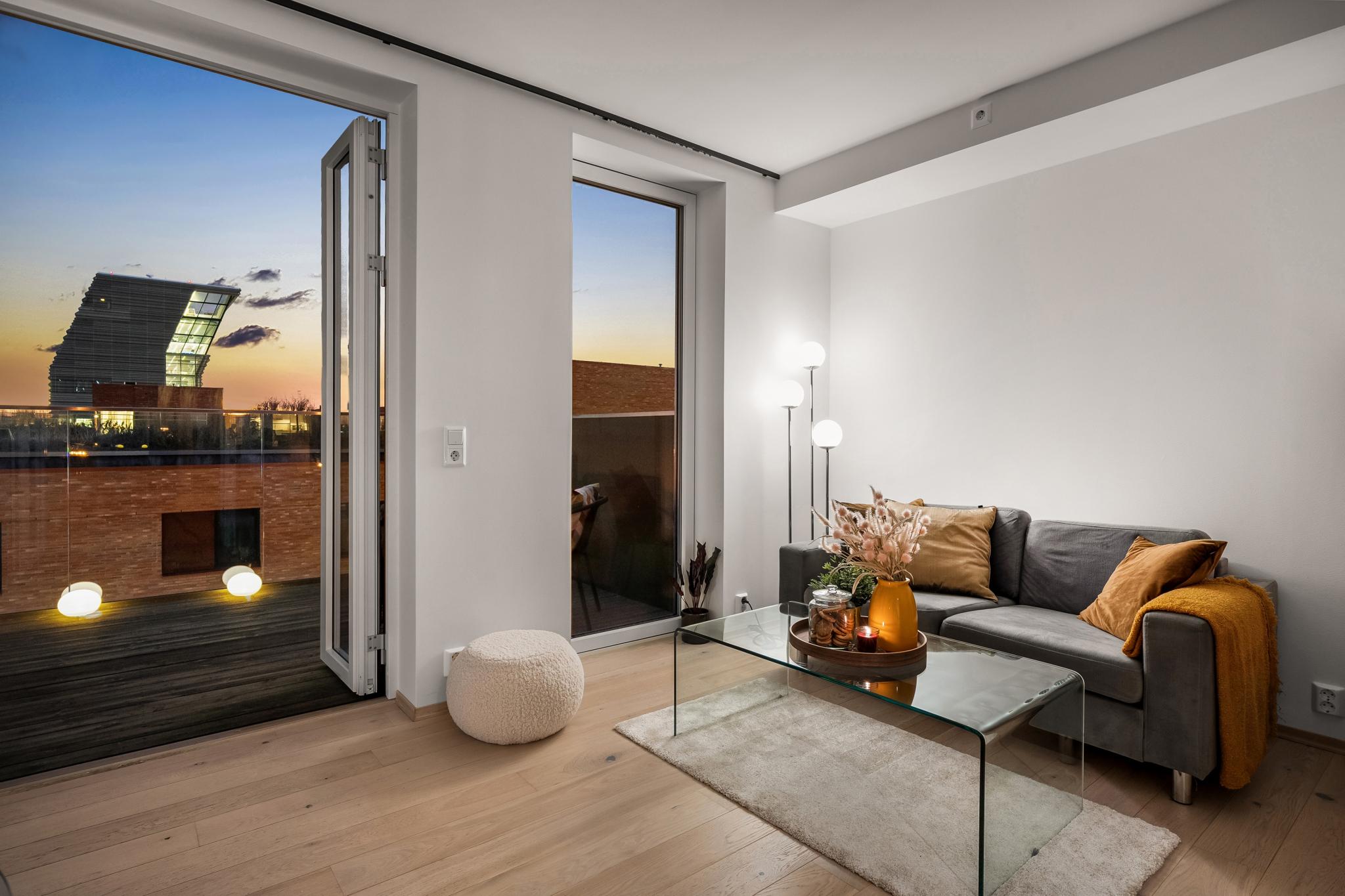 Leiligheten har vannbåren gulvvarme.